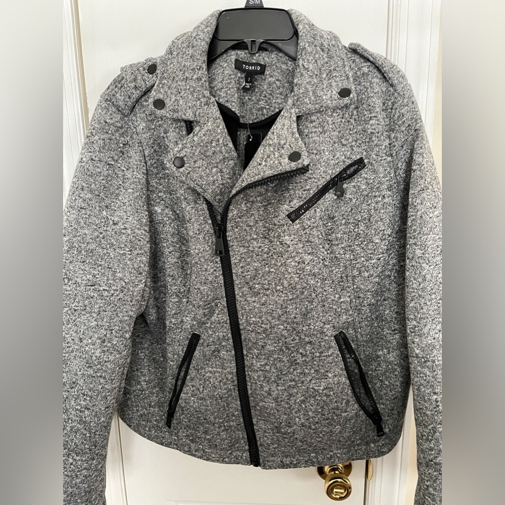 Torrid grey Knit Moto jacket-Size 2- Gray – new with tags